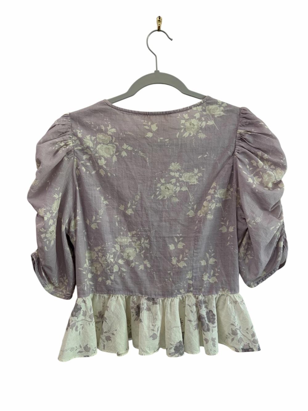 Anna Cate Coquette Princess Girly Lavender Floral Ruched Peplum Blouse (M) Party - Picture 2 of 15